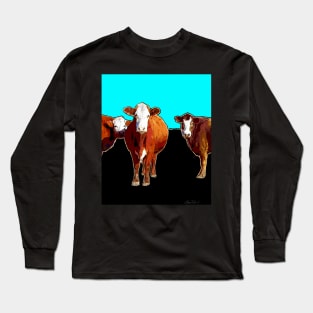 Three Cows Pop Art Long Sleeve T-Shirt